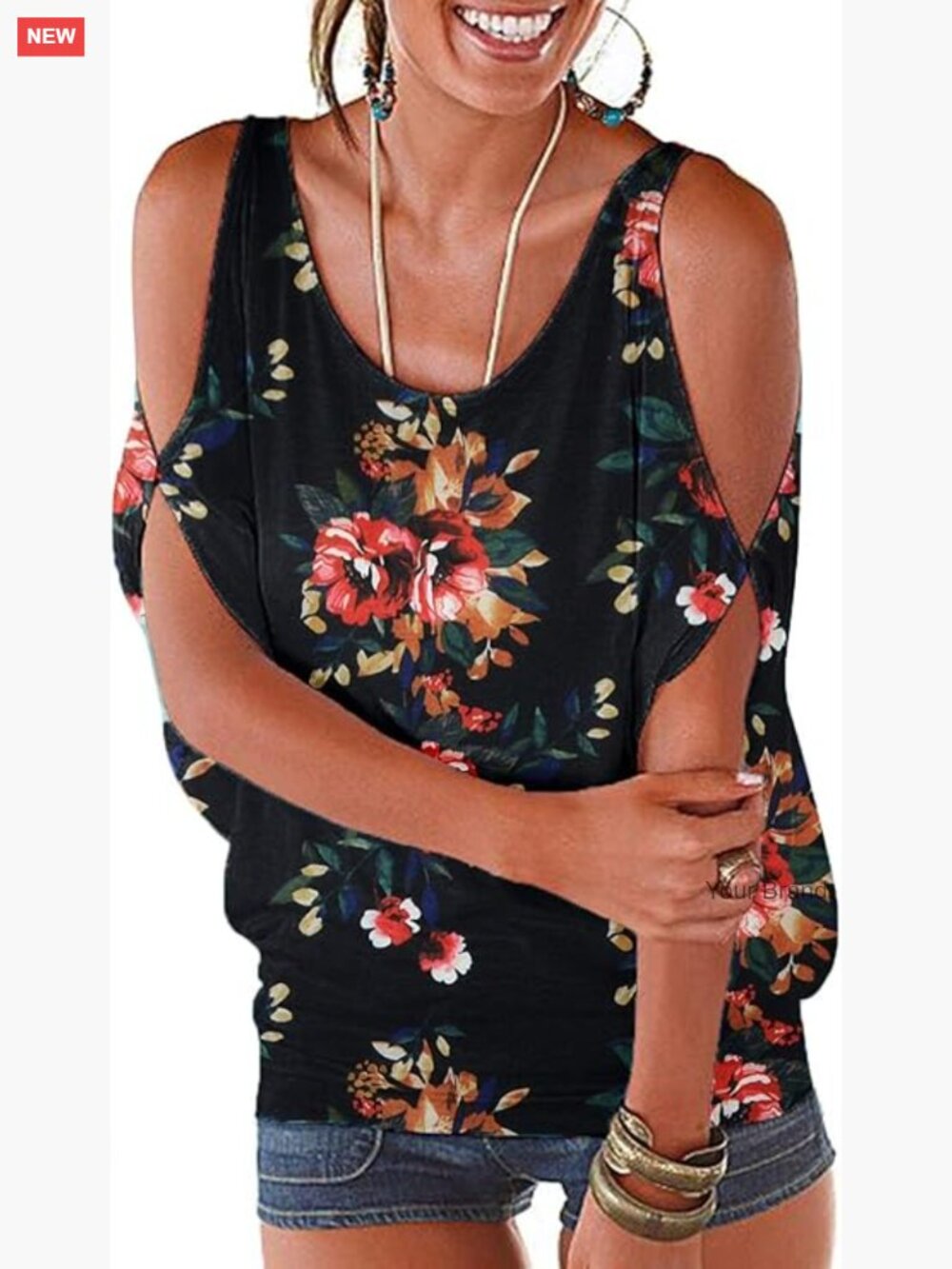 Cold Shoulder Dolman Tops Short Sleeve Blouses